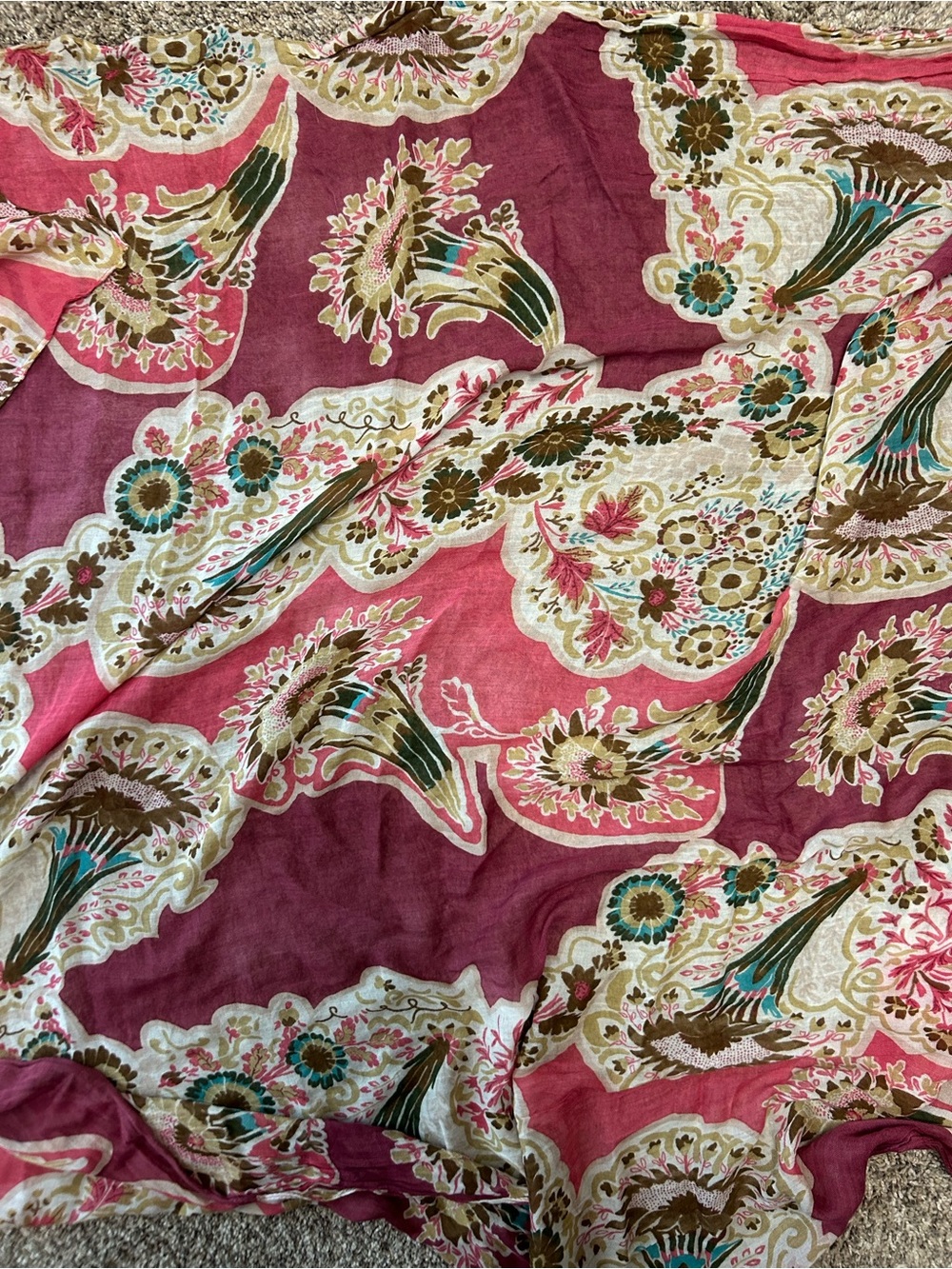 Floral Paisley Cotton Bedding in Pink and Burgundy